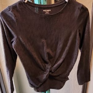 Old Navy leopard print long sleeved tee with twist tie in front